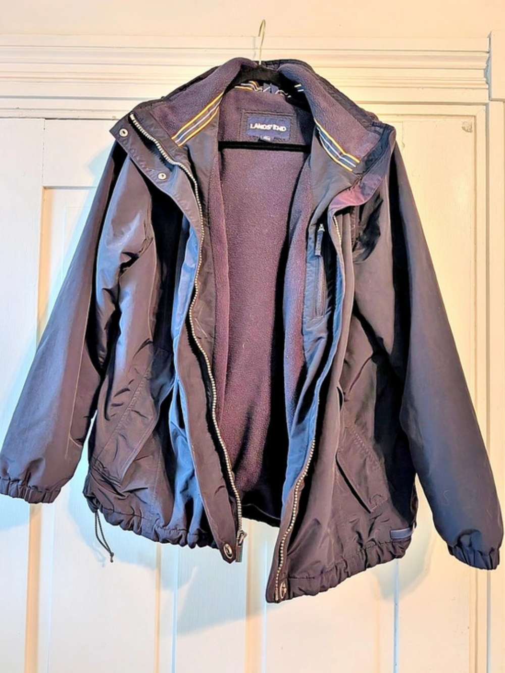 Lands' End Fleece Lined Squall Jacket Black 14/16